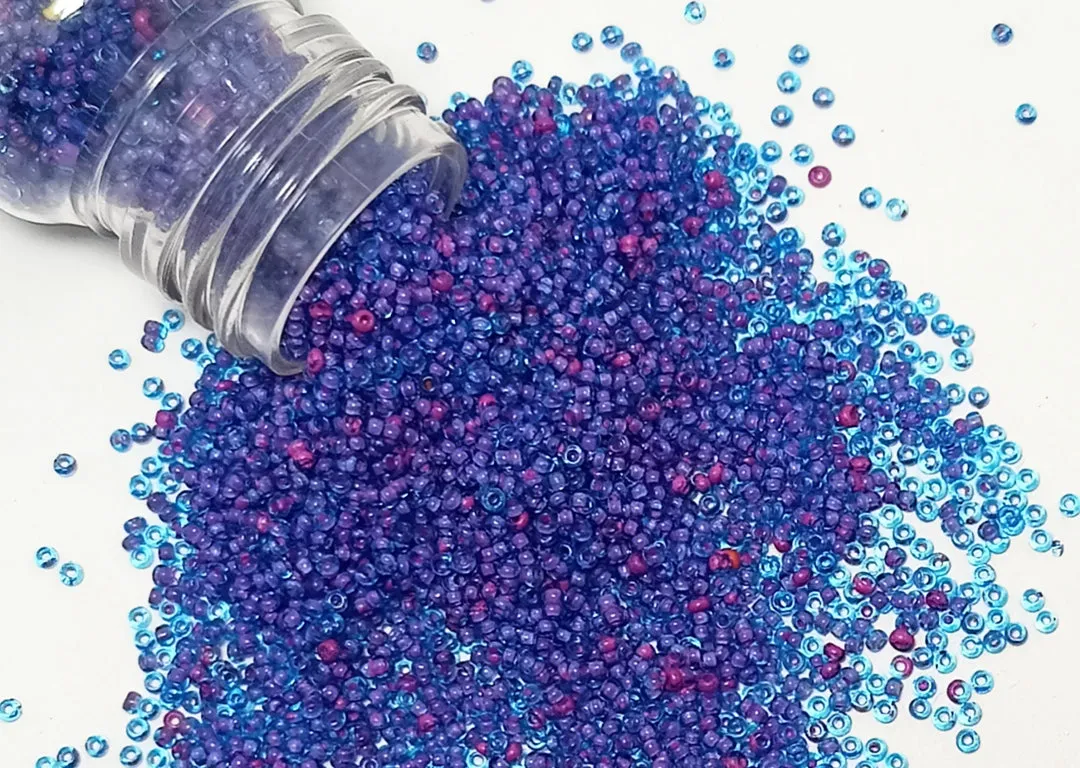 Magenta Inside Dark Blue Dyed Round Rocailles Glass Seed Beads