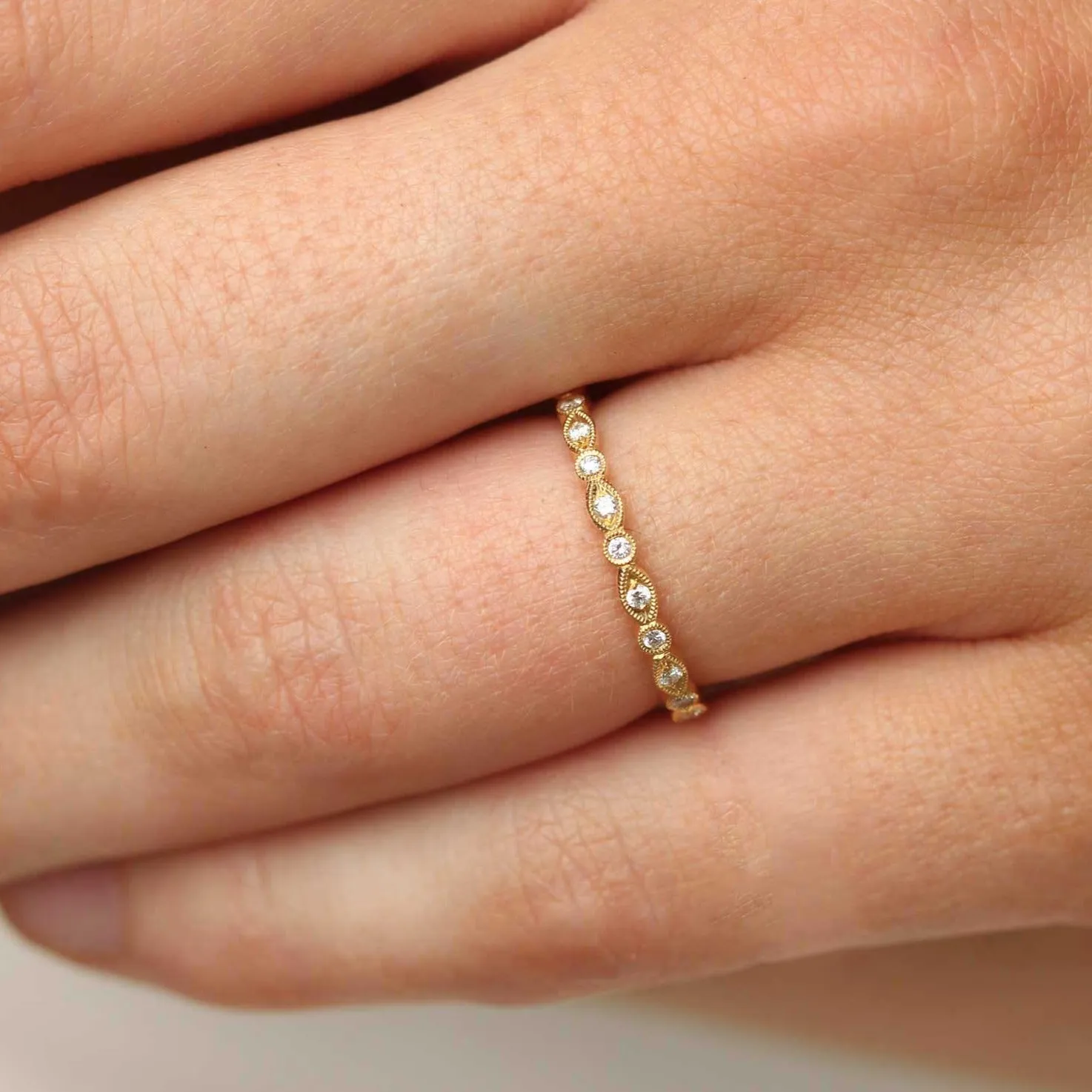 Marquise & Round Diamond 18ct Yellow Gold Eternity Ring