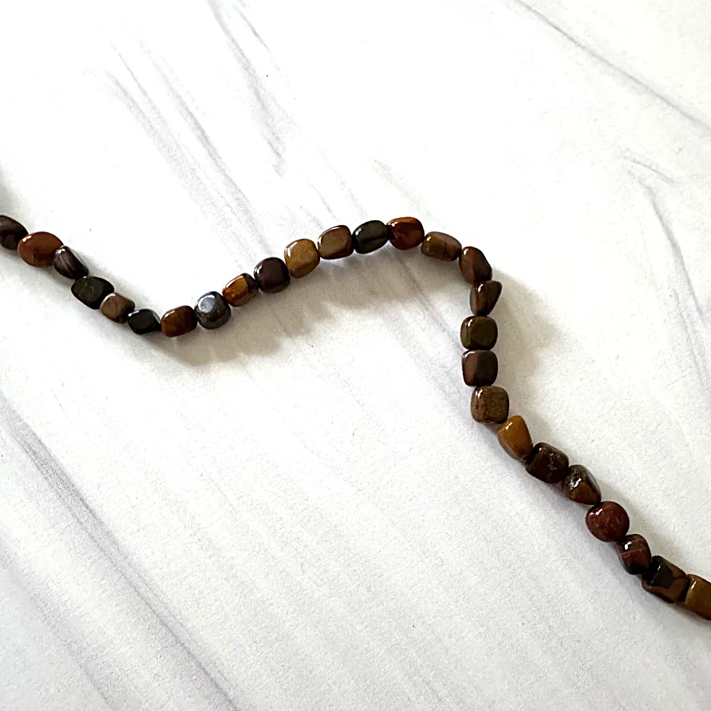 Mens Wood Jasper Nugget Beaded Necklace