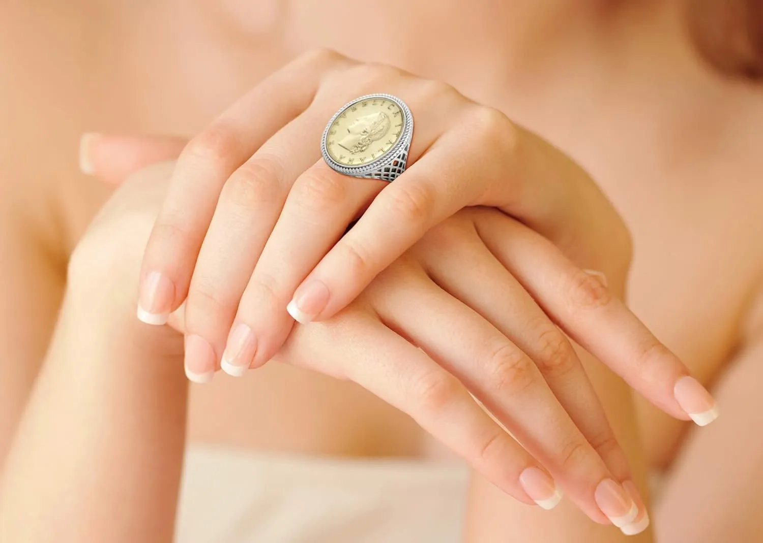 Miabella 925 Sterling Silver Genuine Italian 20-Lira Coin Rope Ring for Women