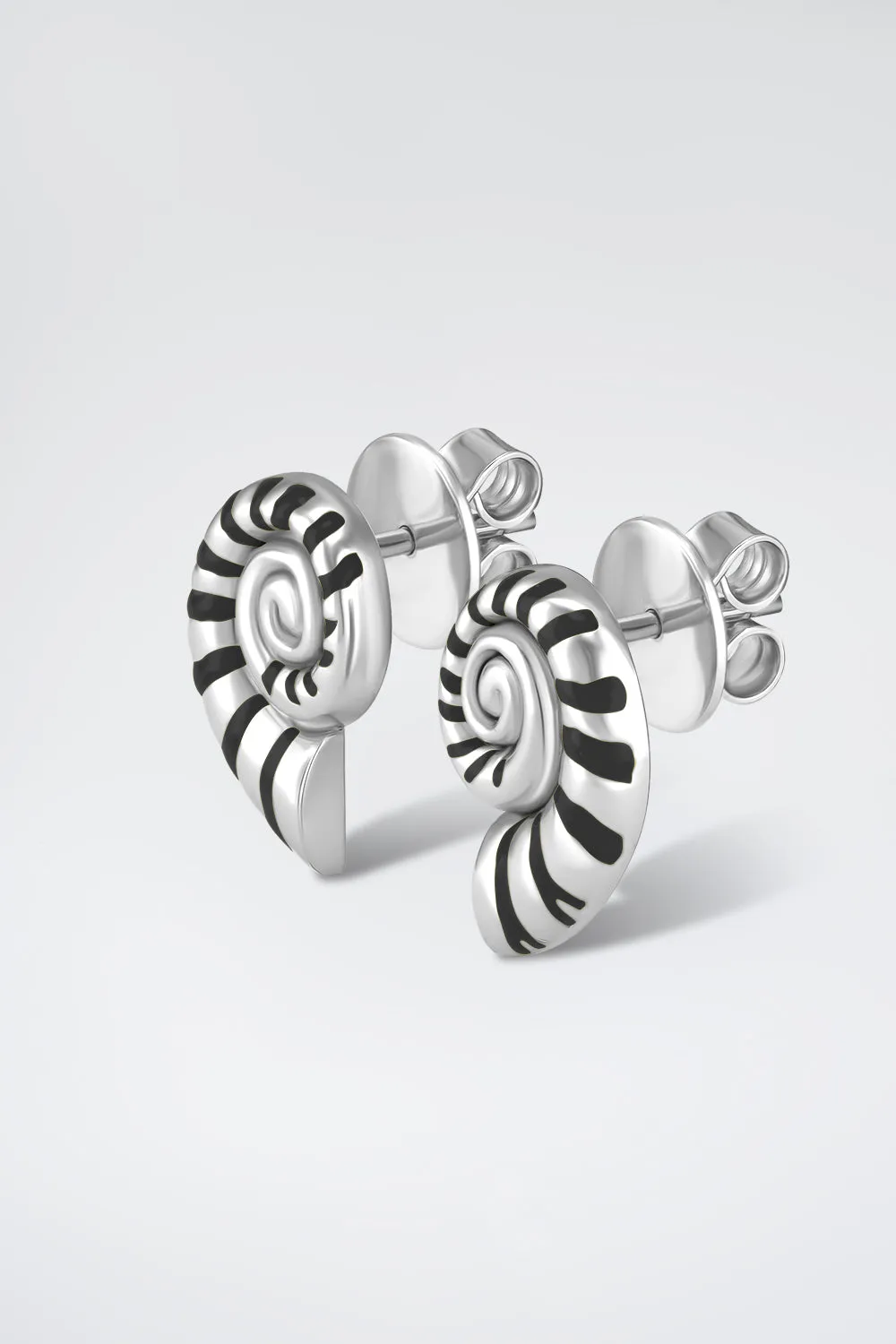 Mini Nautilus Black Earrings