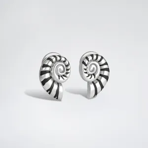 Mini Nautilus Black Earrings