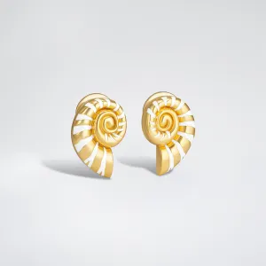 Mini Nautilus White Earrings