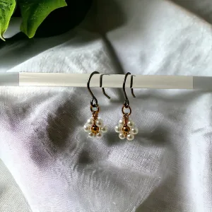Mini pearl flower cluster earrings