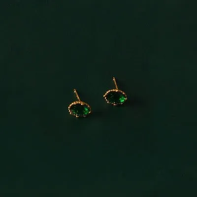 Modern Vintage Green Crystal Ear Studs