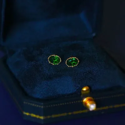 Modern Vintage Green Crystal Ear Studs