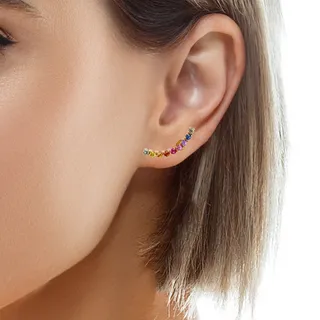 Multicolor Sapphire Climber Earrings