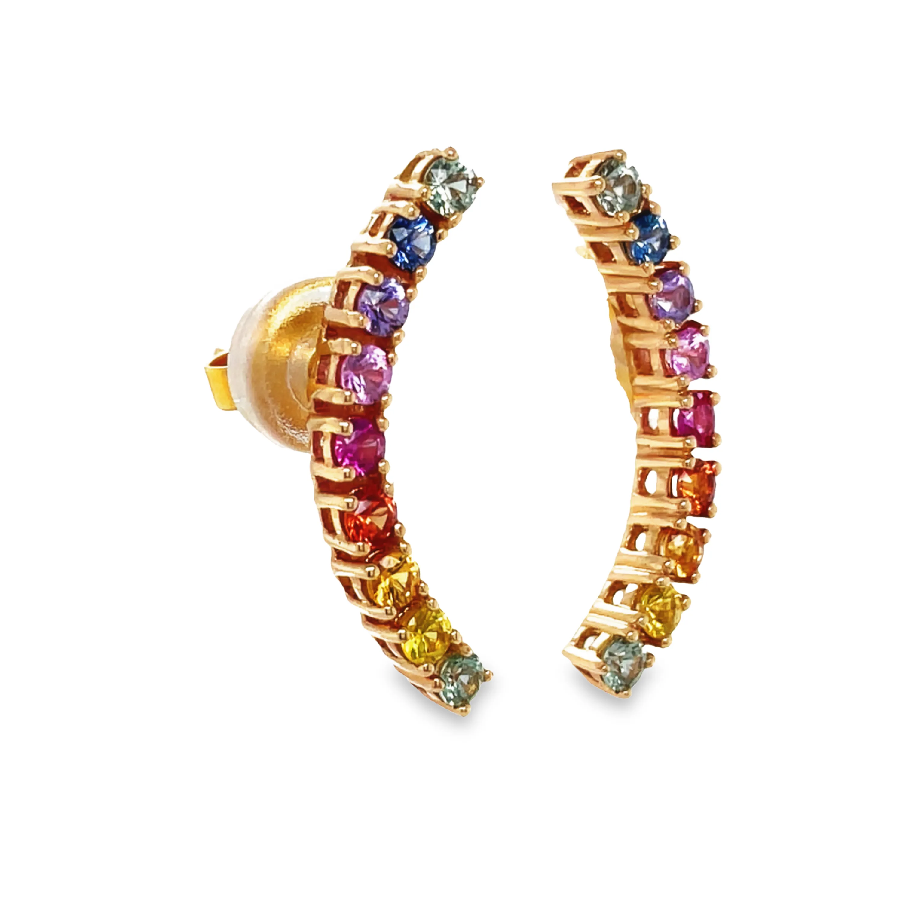 Multicolor Sapphire Climber Earrings