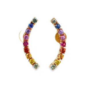 Multicolor Sapphire Climber Earrings