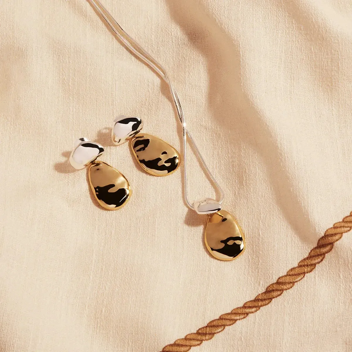 Najo Double Pebblet Two-Tone Stud Earrings