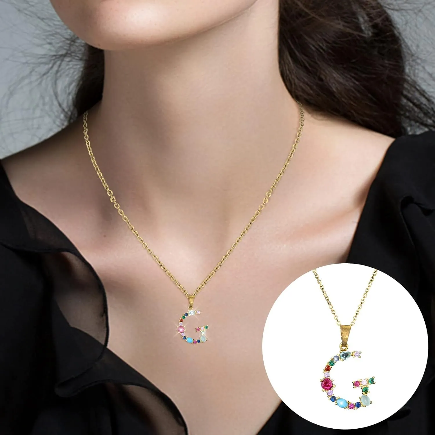 Necklaces for Girls Letter K Adjustable Length Pendant Necklace for Women Chunky Charm Pendant Necklaces Fashion Jewelry