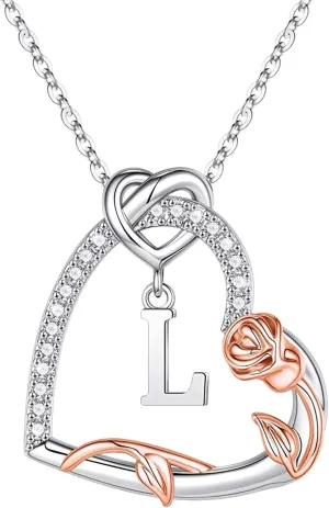 Necklaces for Women Trendy Bow Necklaces Gifts 925 Sterling Silver Heart Initial Necklaces Sterling Silver Dainty Diamond Zircon Gold Pendant Planet Necklaces Silver Jewelry Gifts