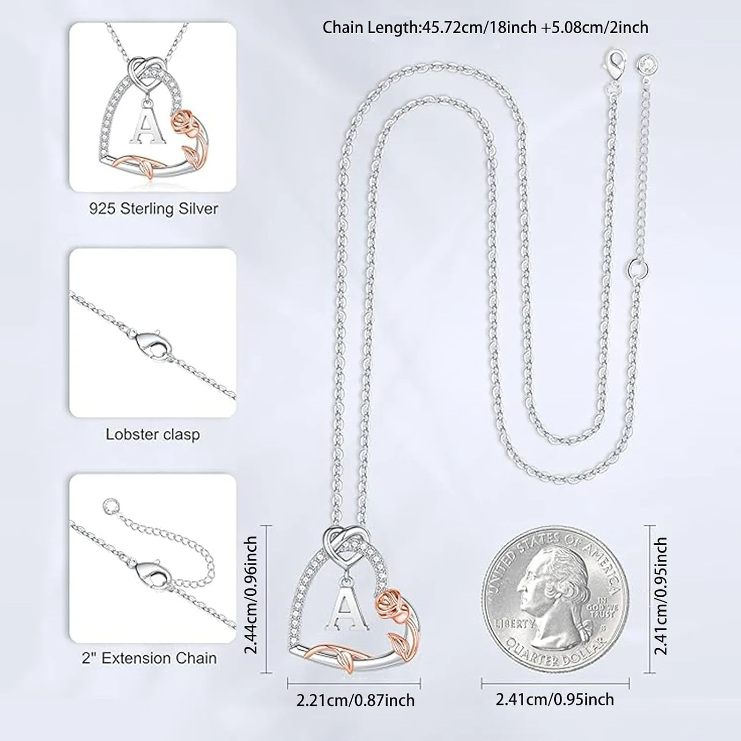 Necklaces for Women Trendy Bow Necklaces Gifts 925 Sterling Silver Heart Initial Necklaces Sterling Silver Dainty Diamond Zircon Gold Pendant Planet Necklaces Silver Jewelry Gifts