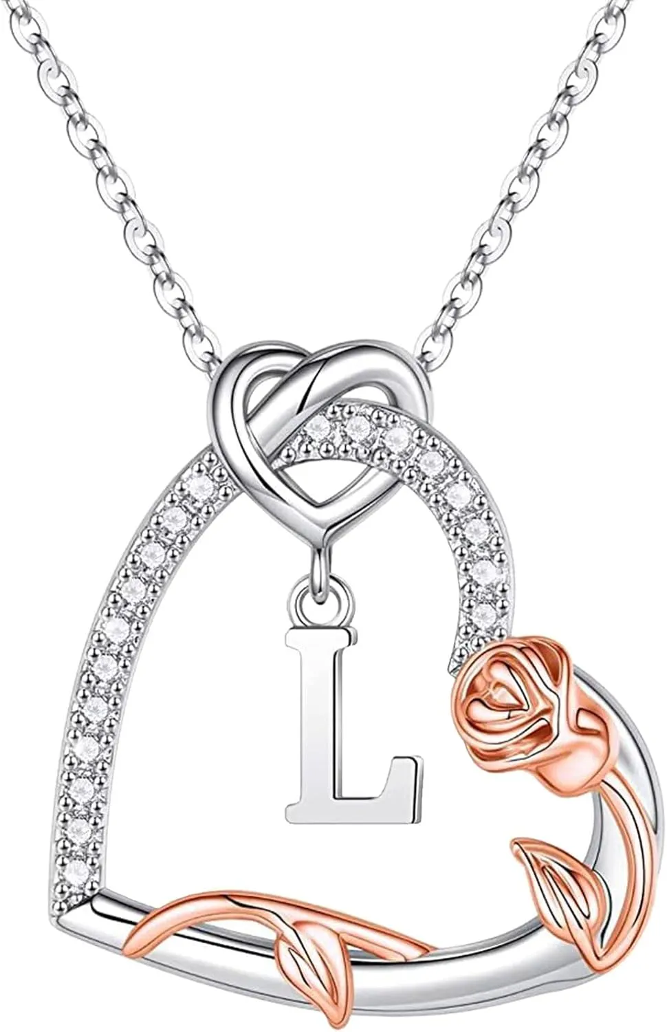 Necklaces for Women Trendy Bow Necklaces Gifts 925 Sterling Silver Heart Initial Necklaces Sterling Silver Dainty Diamond Zircon Gold Pendant Planet Necklaces Silver Jewelry Gifts