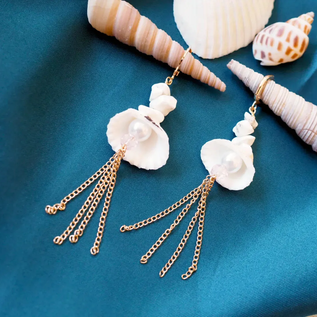 Ocean Dream Seashell Huggie Earrings