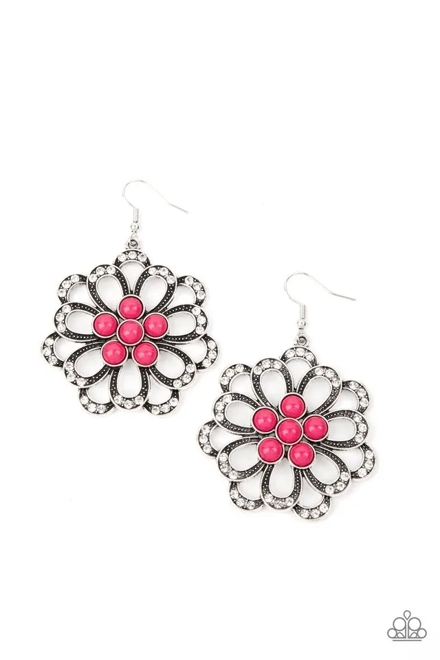 Paparazzi Earring ~ Dazzling Dewdrops - Pink