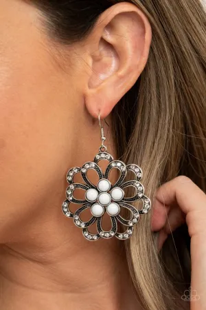 Paparazzi Earring ~ Dazzling Dewdrops - White