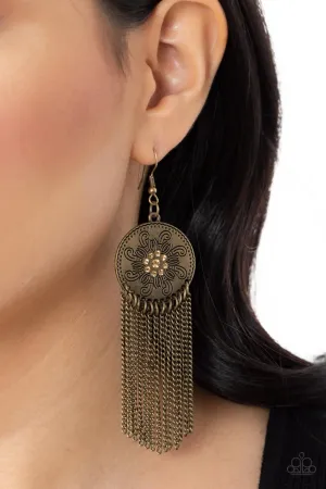 Paparazzi Fringe Control - Brass Earrings