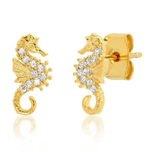 Pave Cz Seahorse Studs