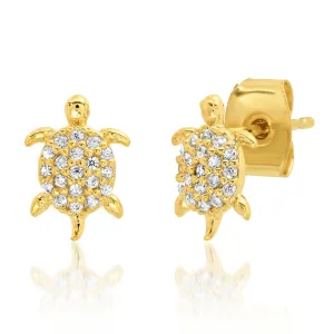 Pave CZ Turtle Studs