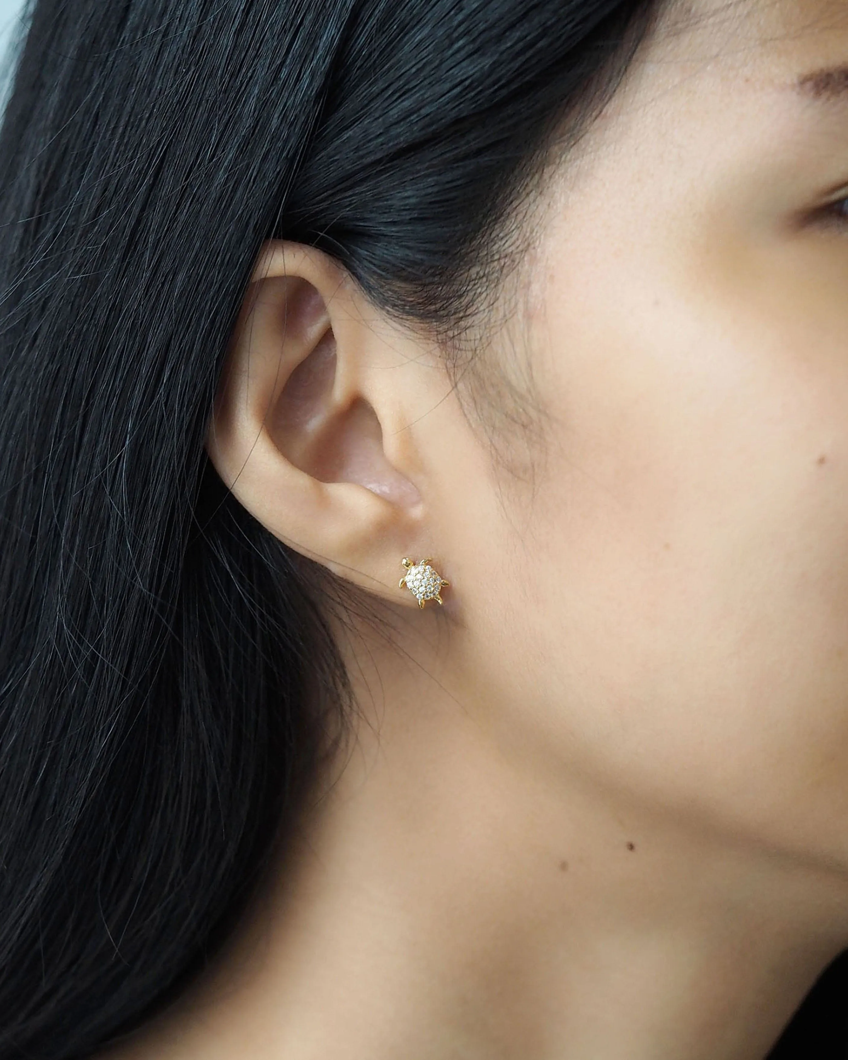Pave CZ Turtle Studs