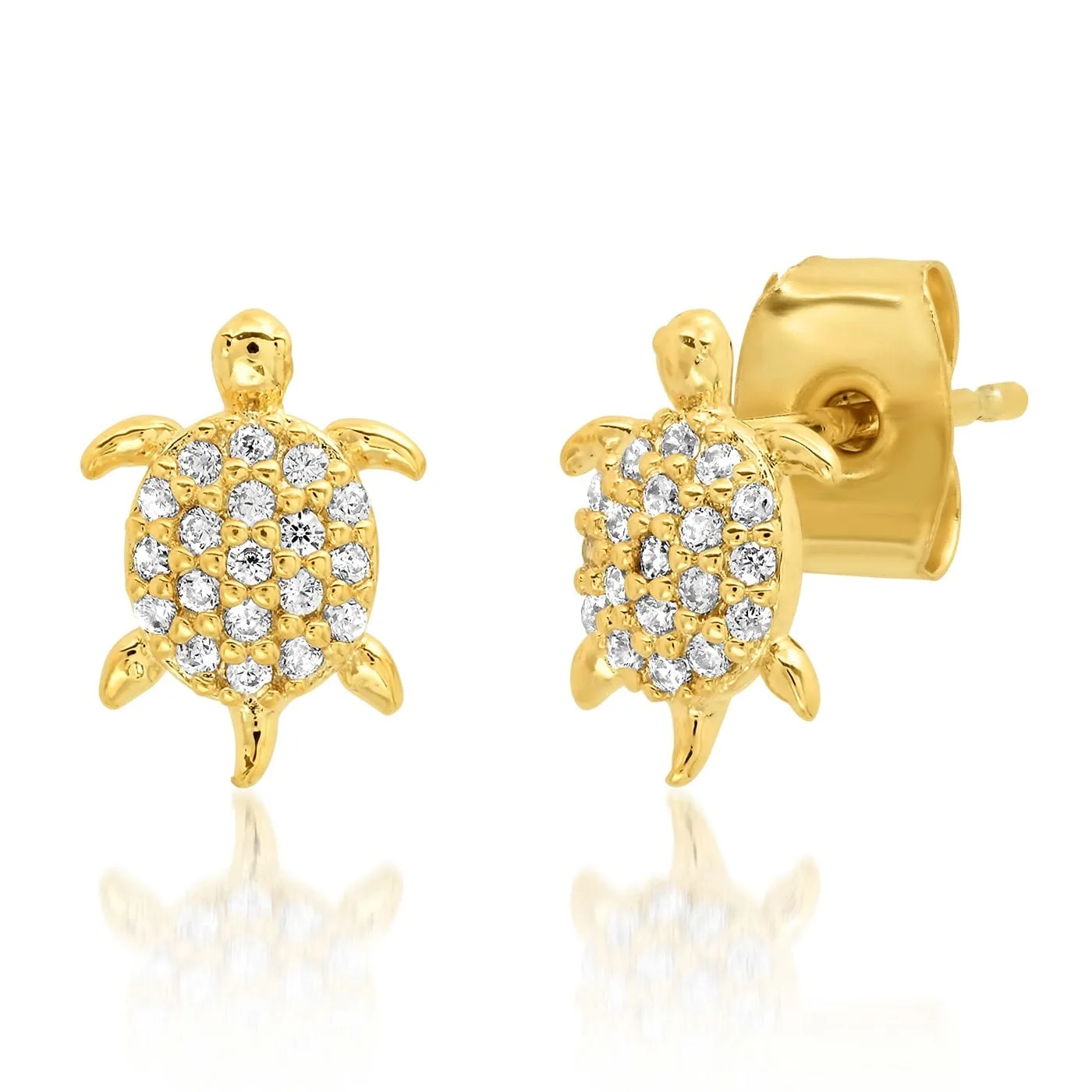 Pave CZ Turtle Studs