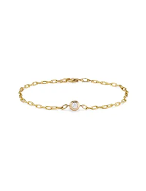 Petite Old European Cut Double Bezel, 14K Yellow Gold Bracelet