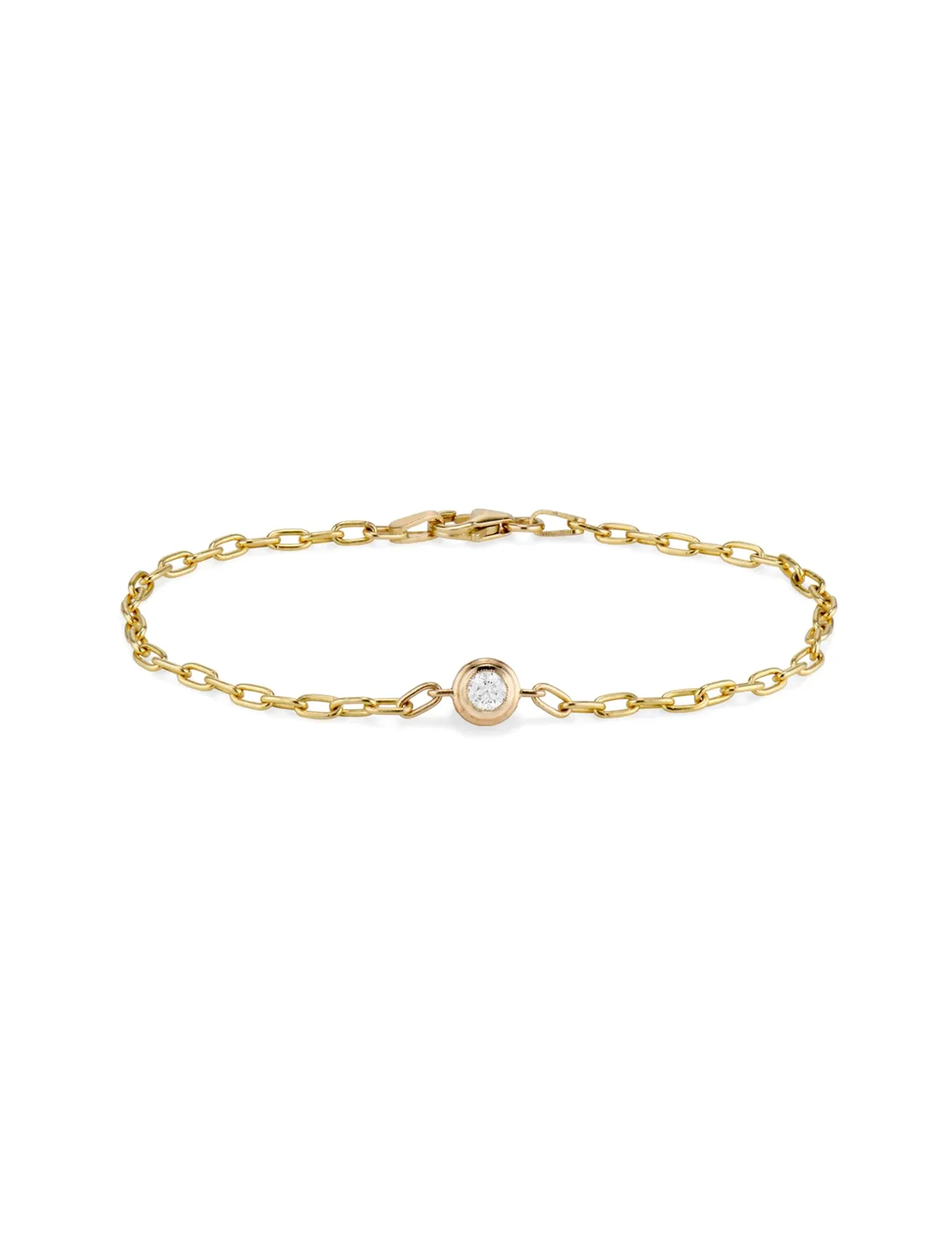 Petite Old European Cut Double Bezel, 14K Yellow Gold Bracelet