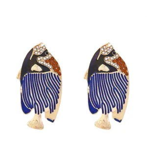 Pre Order:  Alloy Diamond Drip Oil Fish Earrings