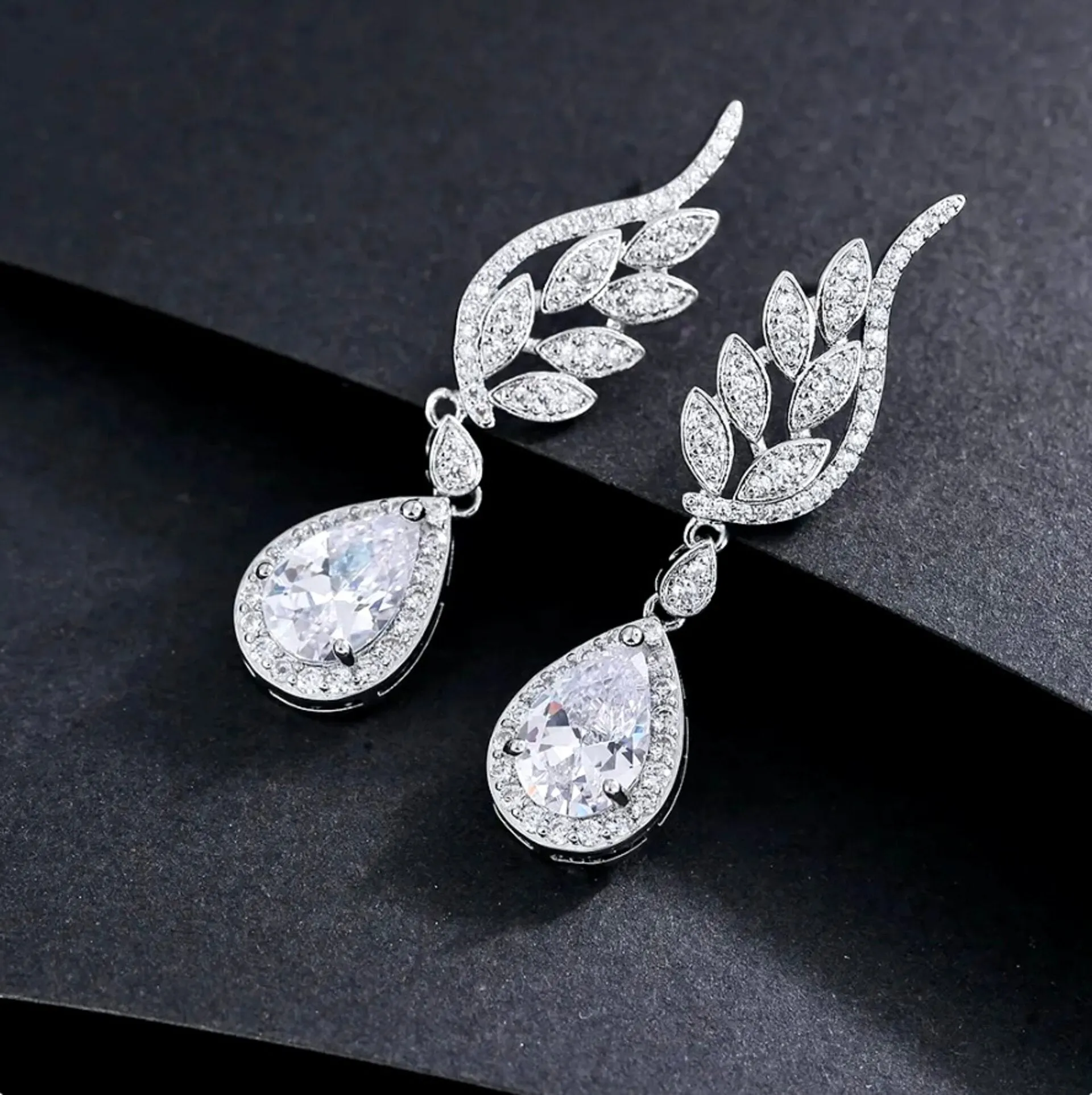 "Laura" - Cubic Zirconia Bridal Earrings - More Colors