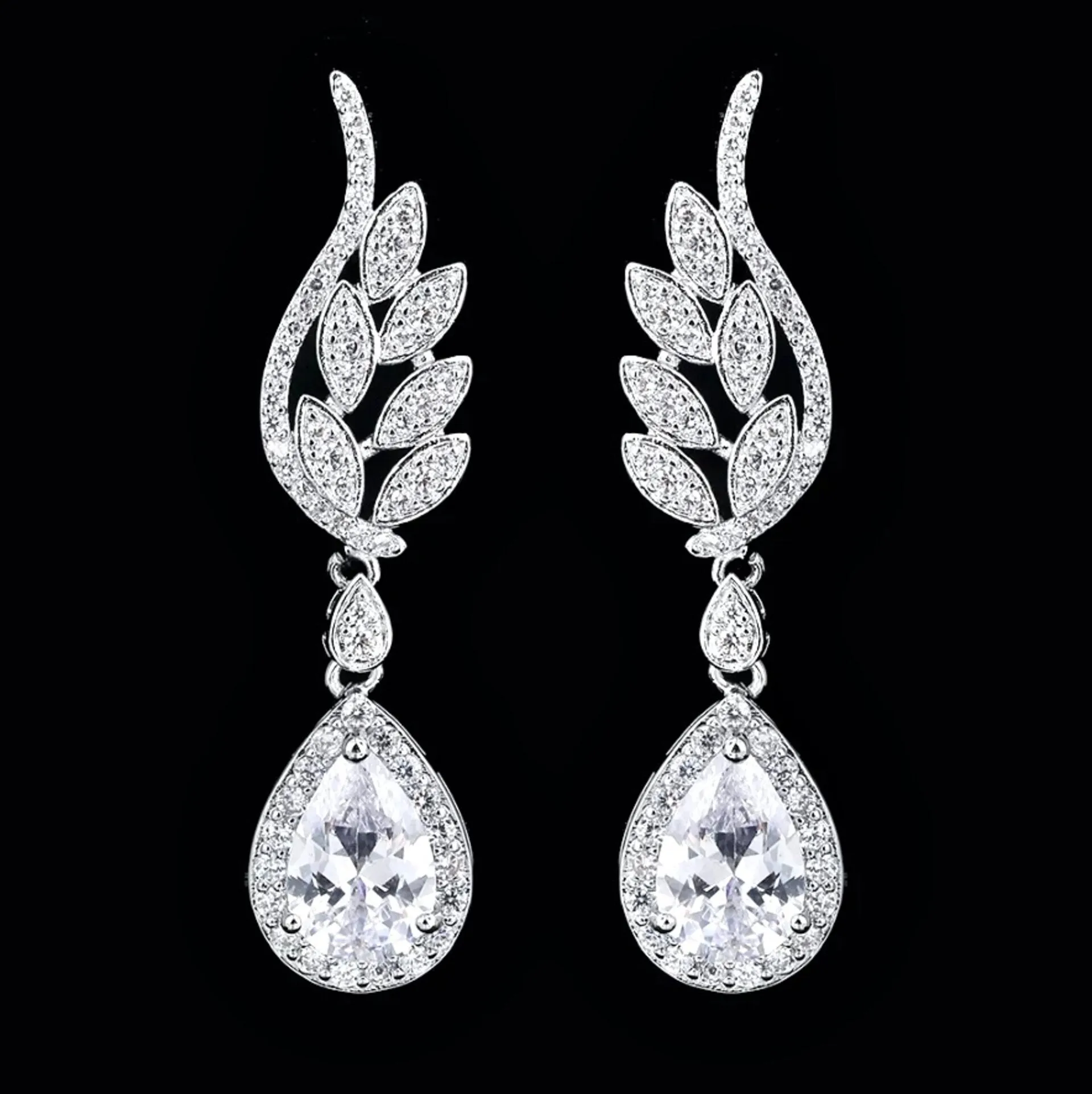 "Laura" - Cubic Zirconia Bridal Earrings - More Colors