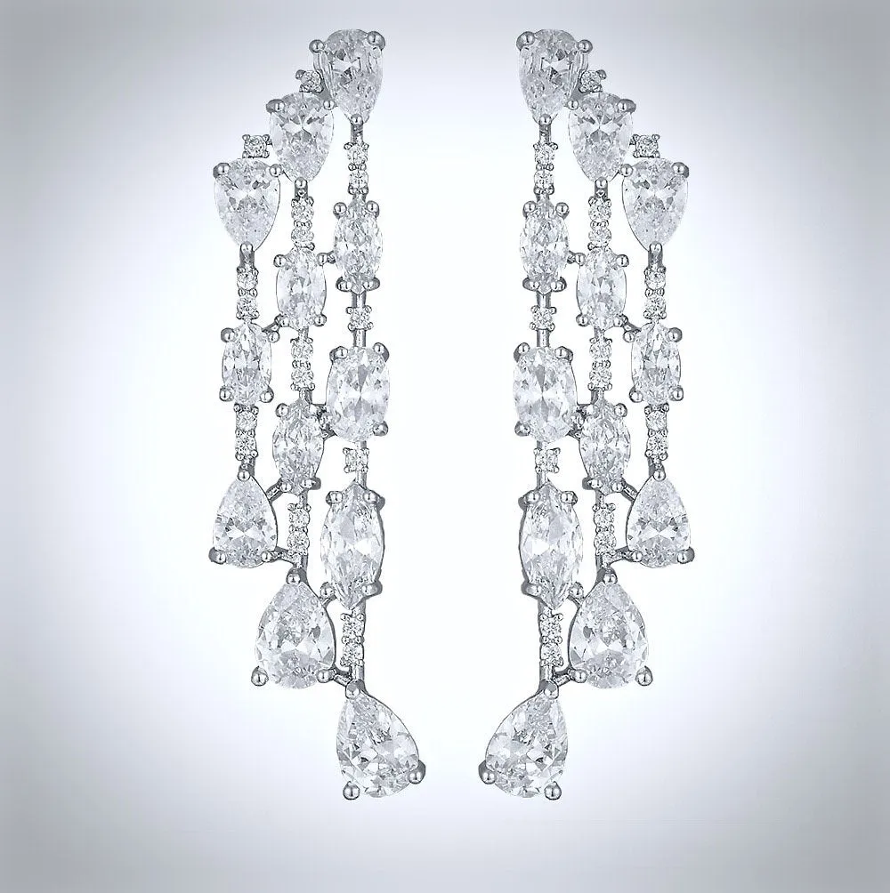 "Ornella" - Silver Cubic Zirconia Bridal Earrings