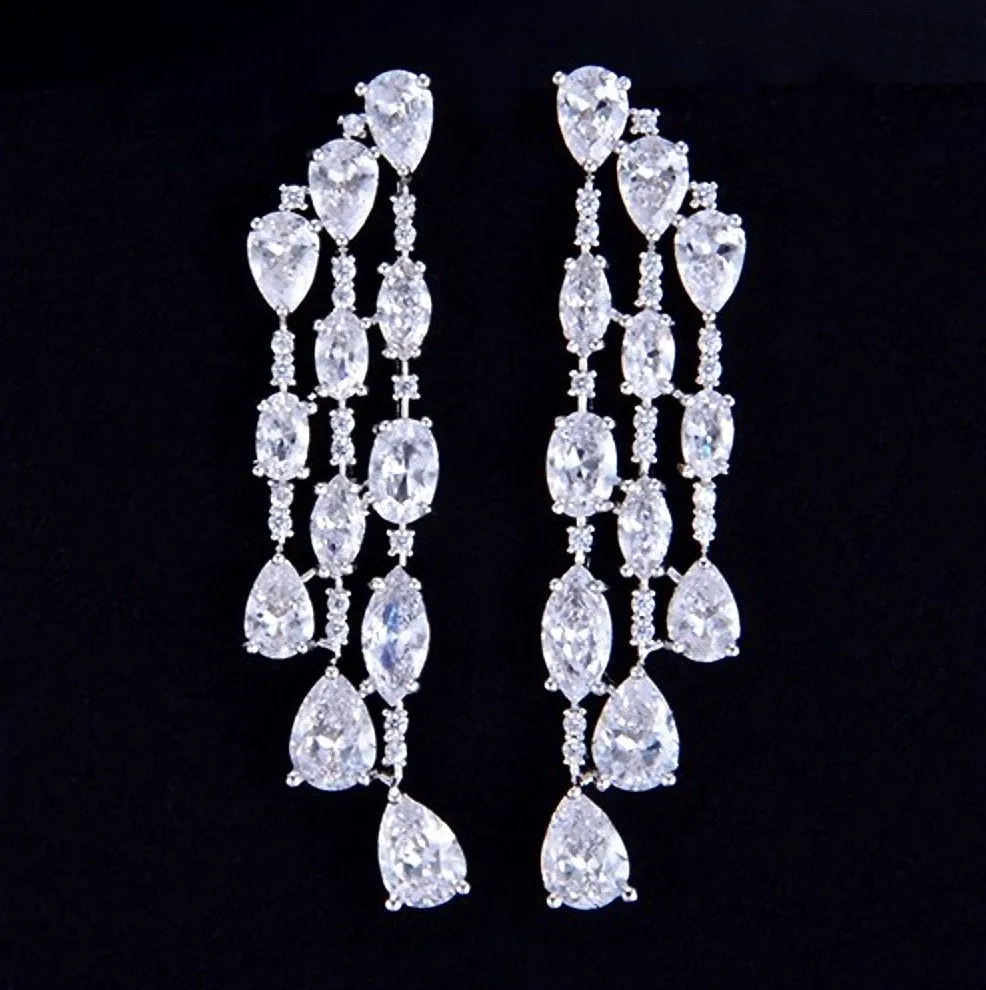 "Ornella" - Silver Cubic Zirconia Bridal Earrings