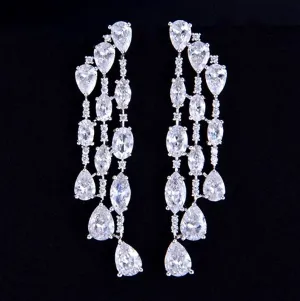"Ornella" - Silver Cubic Zirconia Bridal Earrings