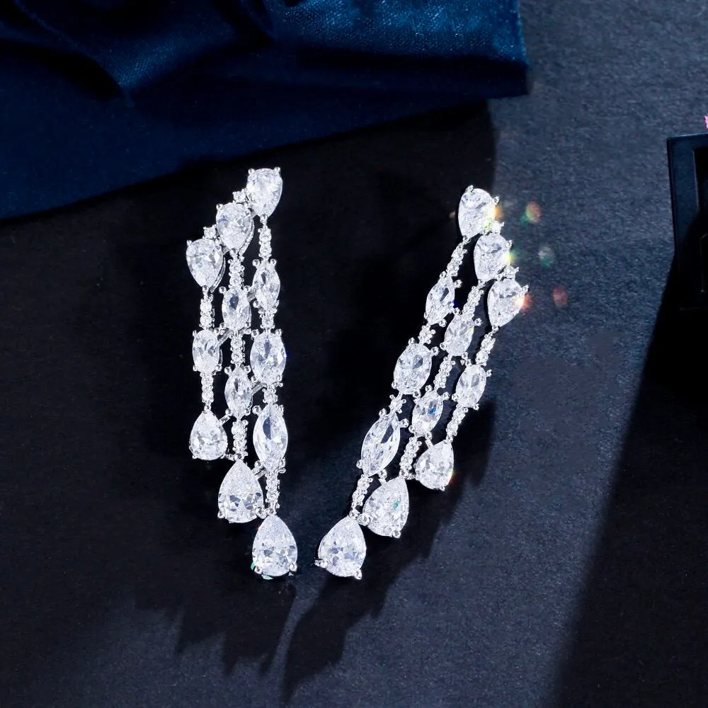 "Ornella" - Silver Cubic Zirconia Bridal Earrings