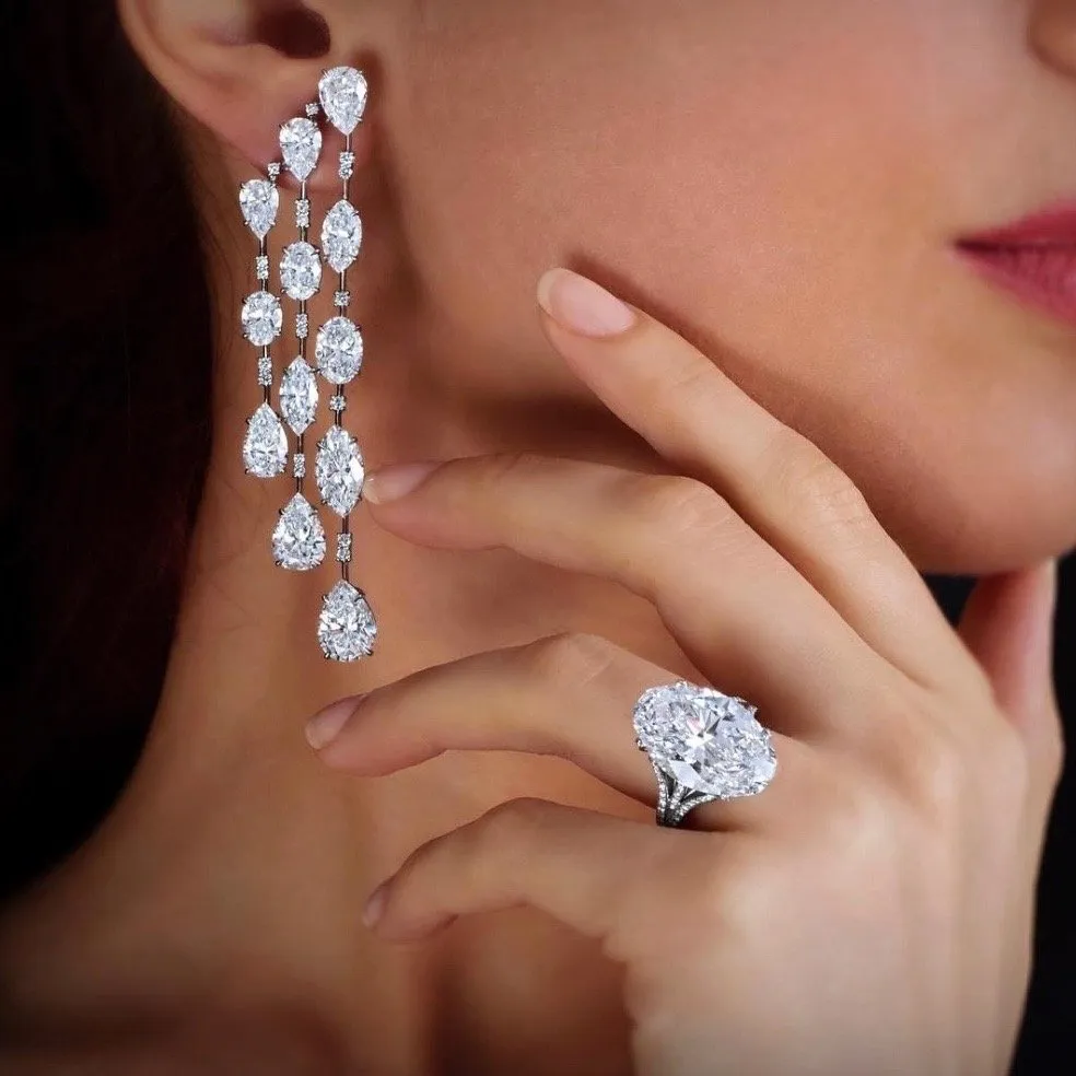 "Ornella" - Silver Cubic Zirconia Bridal Earrings