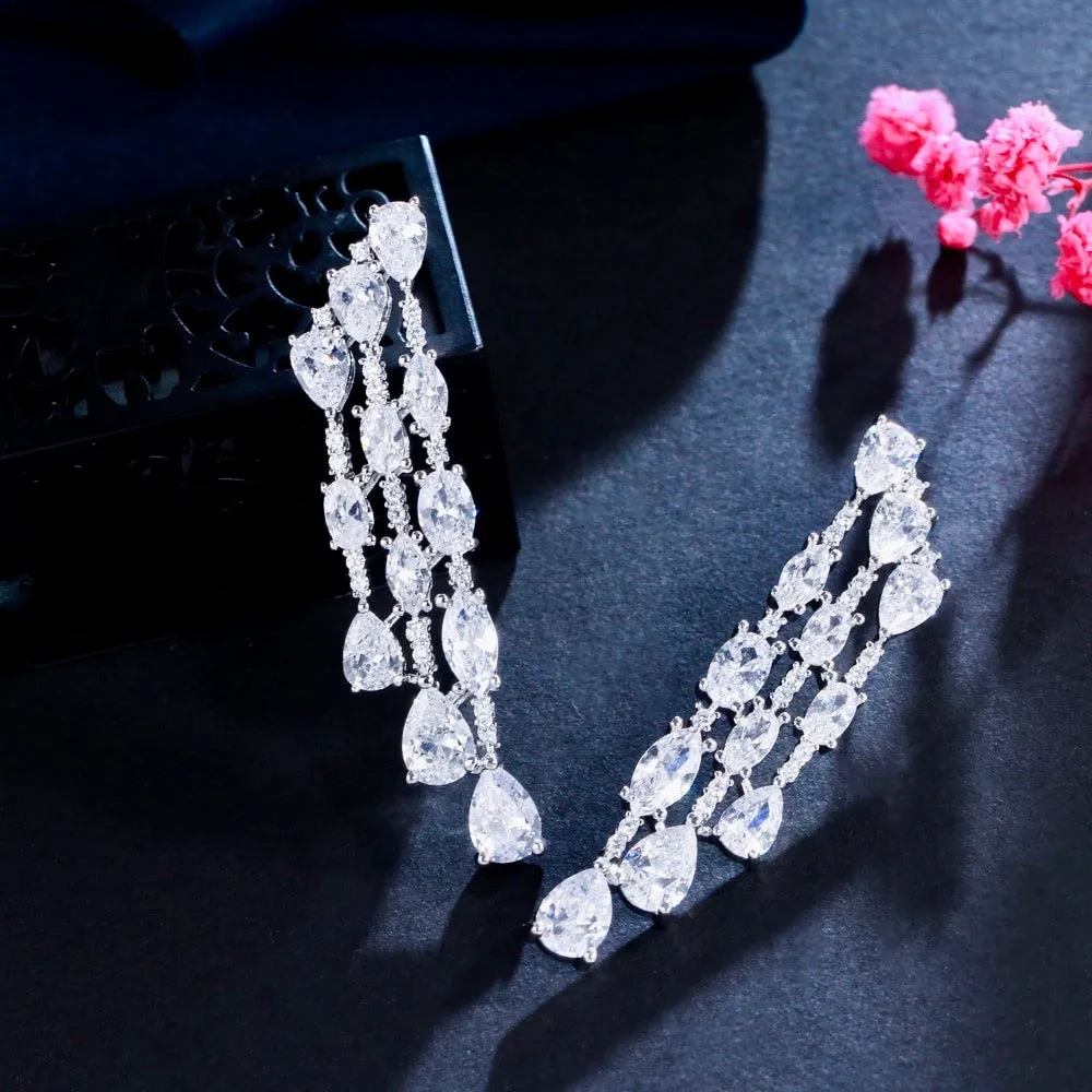 "Ornella" - Silver Cubic Zirconia Bridal Earrings