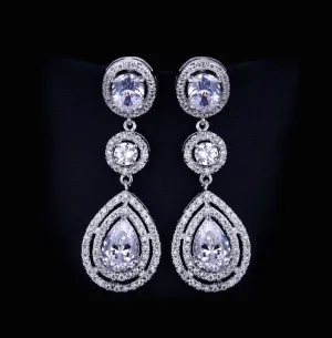 "Paige" - Silver Cubic Zirconia Bridal Earrings