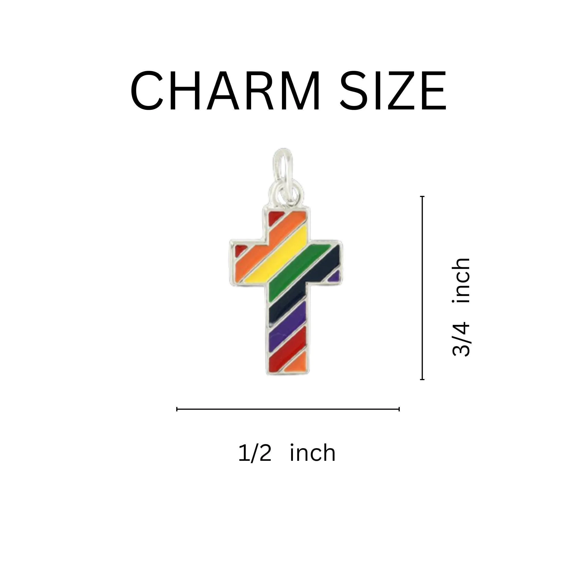 Rainbow Flag Cross Silver Beaded Bracelet