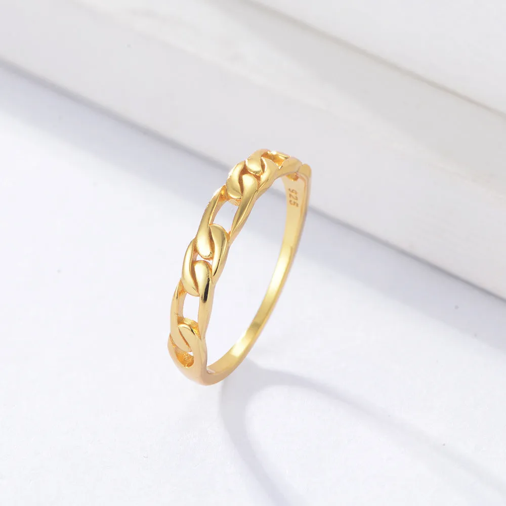 Retro Chain Buckle Design Silver Ring
