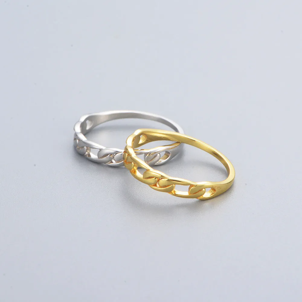 Retro Chain Buckle Design Silver Ring