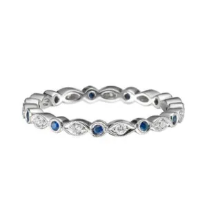 Round & Marquise Sapphire Diamond Platinum Eternity Ring