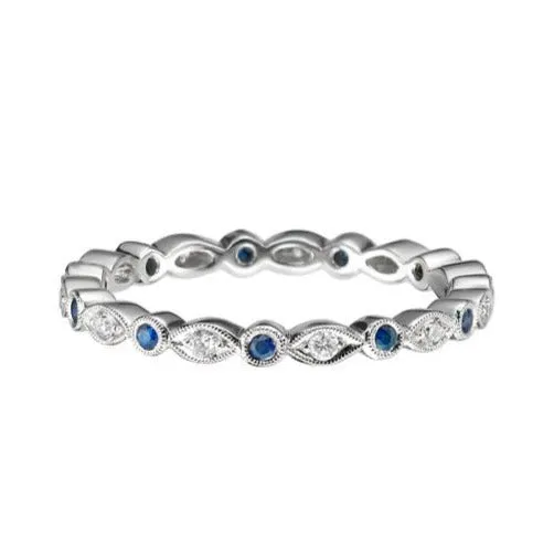 Round & Marquise Sapphire Diamond Platinum Eternity Ring