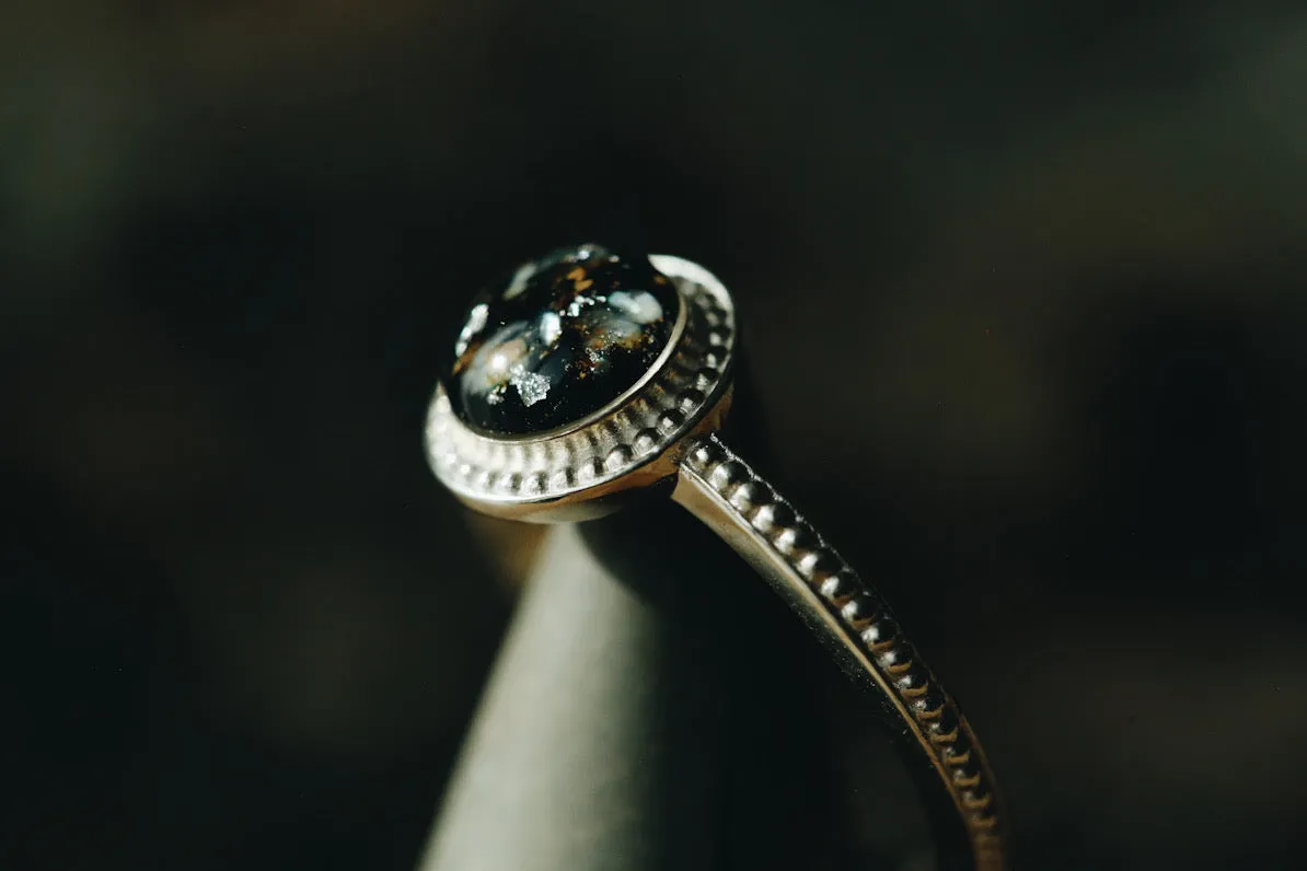 Round Beaded Halo Ring