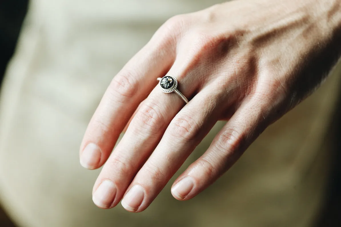 Round Beaded Halo Ring