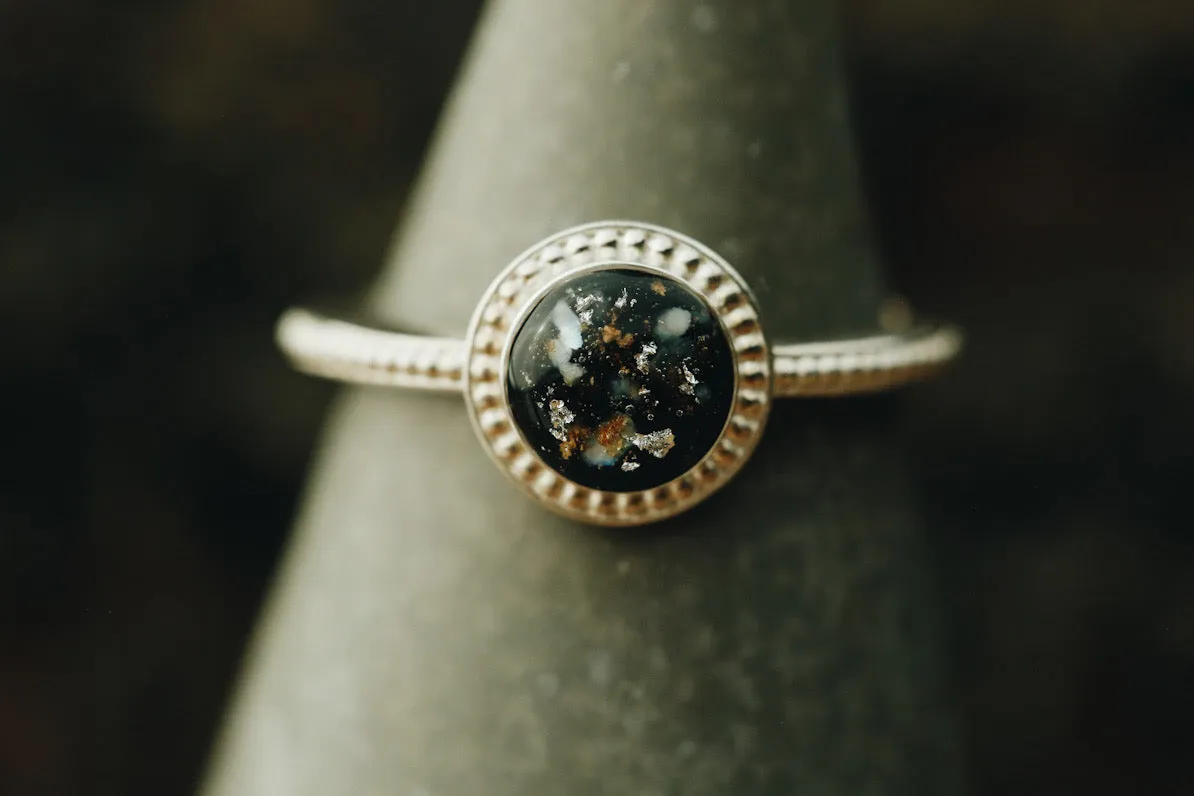 Round Beaded Halo Ring