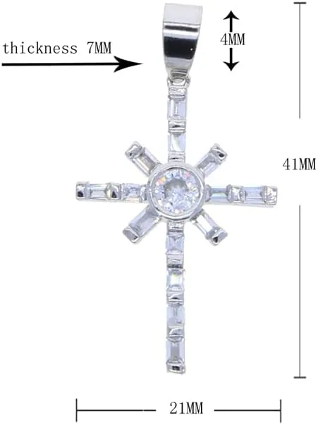 Segmented Square Round CZ X Cross Pendant for Hip-Hop Men Women Gold Sliver