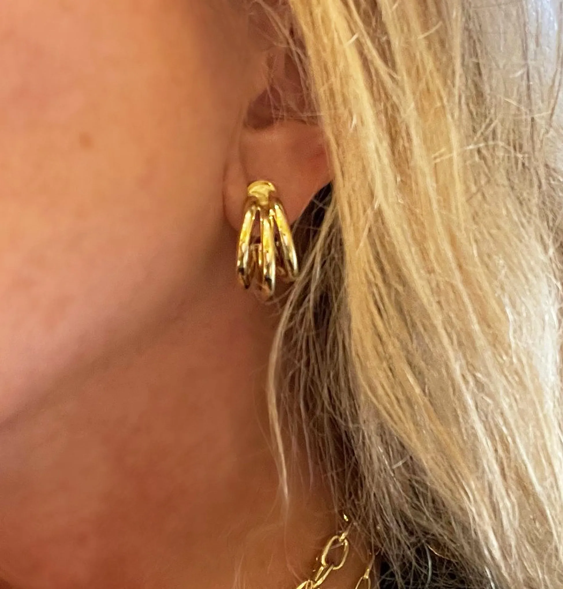 Sheila Fajl Small Claire Triple Hoop Earrings in Polished Gold Plated