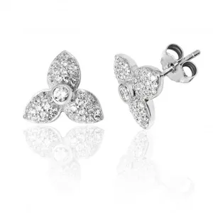 Silver & Co Three Petal Cubic Zirconia Stud Earrings SEG0067CZ