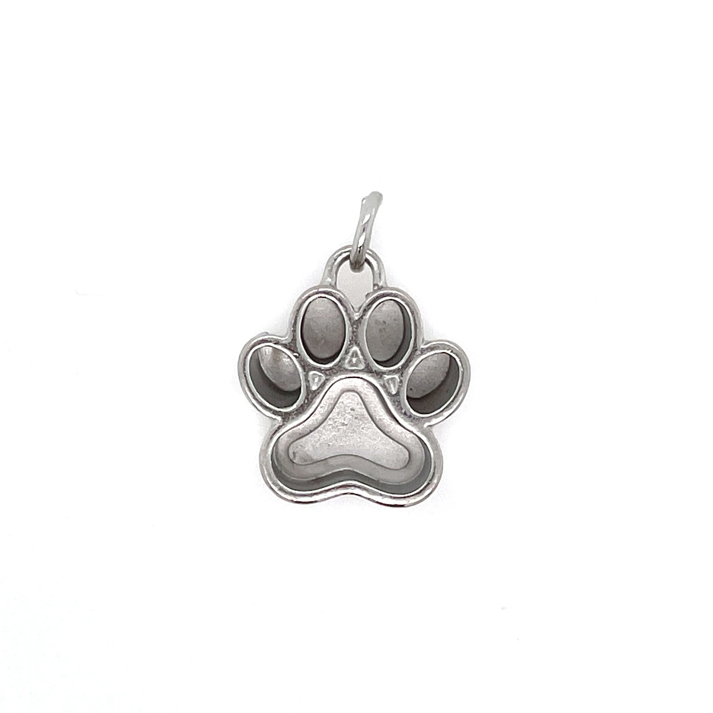 Silver Paw Deep Closed Bezel Charm